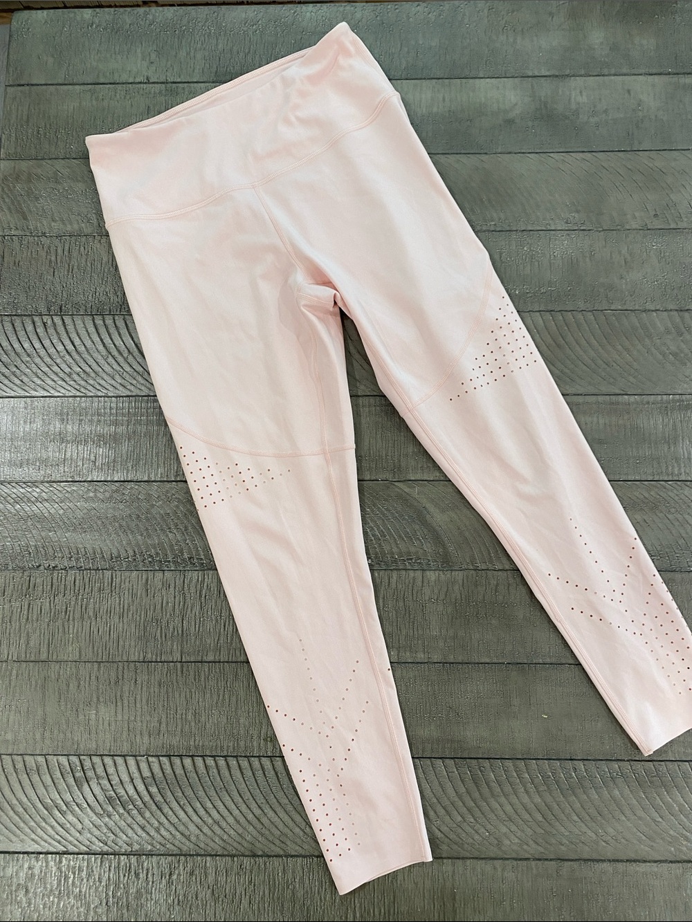 Zella Pale Pink High-Rise Jeggings with Perforated Detail